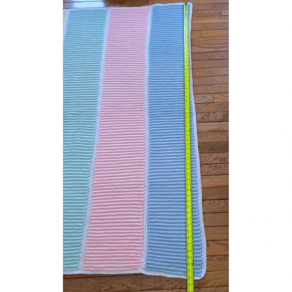 Baby Blanket Crochet Afghan Chevron Multi-color Pastels Handmade 50 x 62